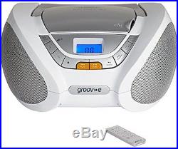 New Groov-e Bluetooth Boombox Portable CD Player with Radio White