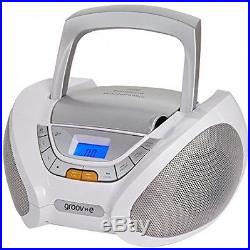 New Groov-e Bluetooth Boombox Portable CD Player with Radio White