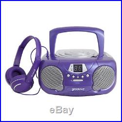 New Groov-e Boombox Portable CD Player With Radio And Headphone Jack Purple
