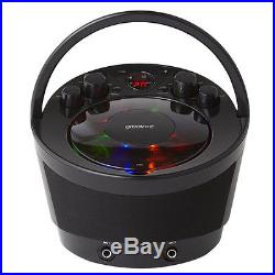 New Groov-e Portable Karaoke Boombox With CD Player And Two Microphones Black