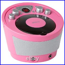 New Groov-e Portable Karaoke Boombox With CD Player And Two Microphones Pink