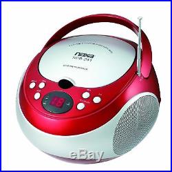 New Portable Red Cd Player Compact Disc With Am/Fm Radio For Home Room Kitchen