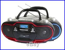 New SuperSonic Audio SC-745 Radio/Cassette/CD Player Boombox Red Portable Stereo