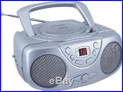 New Sylvania Portable CD Player & AM/FM Radio Silver Boombox Programmable Memory