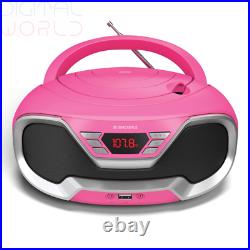 Oakcastle CD200 Portable CD Player Boombox with Bluetooth & FM Radio, Pink