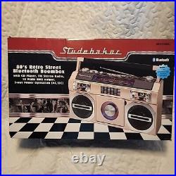 PINK Studebaker SB2145RG 80s Retro Street Bluetooth Boombox CD Player MIB