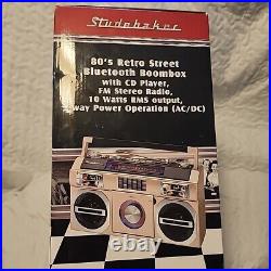 PINK Studebaker SB2145RG 80s Retro Street Bluetooth Boombox CD Player MIB