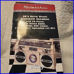 PINK Studebaker SB2145RG 80s Retro Street Bluetooth Boombox CD Player MIB