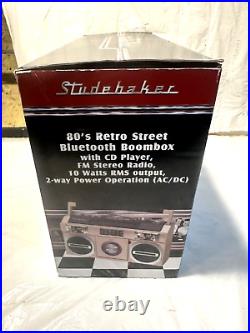 PINK Studebaker SB2145RG 80s Retro Street Bluetooth Boombox CD Player MIB