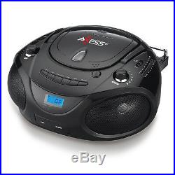 PORTABLE CD PLAYER FM RADIO AC/DC USB AUX-IN 4 MP3 PLAYER iPOD BOOMBOX SPEAKERS