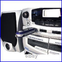 Portable Mp3 CD Player Dual Cassette Recorder Am/fm Radio Detachable Speakers