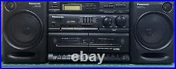 Panasonic Boombox Portable AM/FM CD Dual Cassette Stereo System RX-DT610 Tested