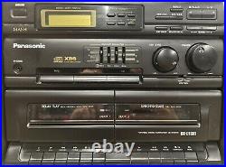 Panasonic Boombox Portable AM/FM CD Dual Cassette Stereo System RX-DT610 Tested