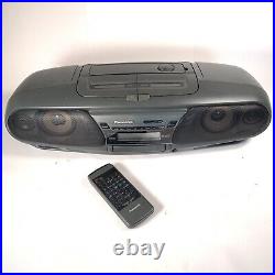 Panasonic Model RX-DT505 Boombox Portable CD/Cassette System With Remote. READ