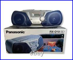 Panasonic RX-D10 Boombox Portable Radio Tape Cassette CD Player Blue