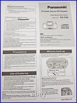 Panasonic RX-D26 Boombox Cassette Tape AM FM Radio Portable Player Recorder
