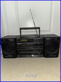 Panasonic RX-DT610 Portable Dual Tape Deck & CD System Detachable Speakers 1993