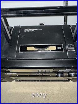 Panasonic RX-DT610 Portable Dual Tape Deck & CD System Detachable Speakers 1993