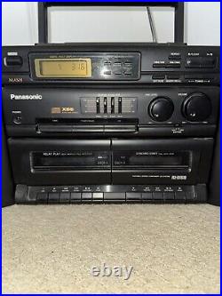 Panasonic RX-DT610 Portable Dual Tape Deck & CD System Detachable Speakers 1993