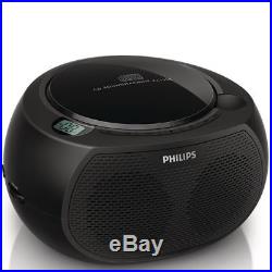 Philips AZ100B Black Portable FM Radio CD CD-R CD-RW Player/Boombox/Aux in MP3