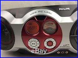 Philips AZ2555 Portable Boombox CD/Radio USB PC Link Gameport Working
