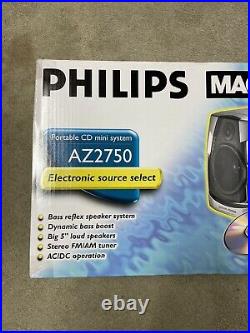 Philips Magnavox AZ2750 CD AM/FM Stereo CD Cassette Player Portable Boombox