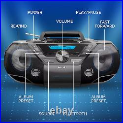 Philips Portable CD Player Boombox Bluetooth with Cassette Player All in One Pow