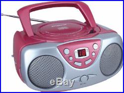 (Pink) Sylvania SRCD243 Portable CD Player with AM/FM Radio, Boombox (Pink)