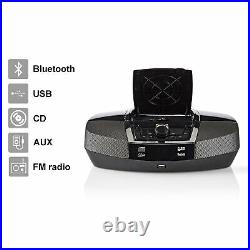 Portable 12W MP3 CD Player Boombox Stereo Bluetooth AUX FM Radio USB Port Black