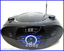 Portable Bluetooth Boombox Speaker Stereo CD Player AM FM Radio Line Input AC DC