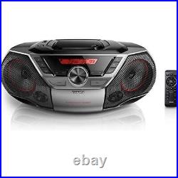 Portable Boombox CD Player Bluetooth FM Radio MP3 Mega Bass Reflex Black/Red