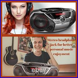 Portable Boombox CD Player Bluetooth FM Radio MP3 Mega Bass Reflex Black/Red