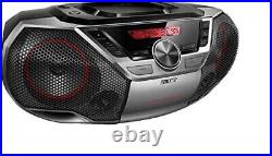 Portable Boombox CD Player Bluetooth FM Radio MP3 Mega Bass Reflex Black/Red