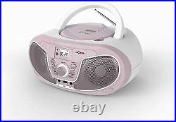 Portable Boombox CD Player with Bluetooth, Remote FM Radio Pink Ladies LED