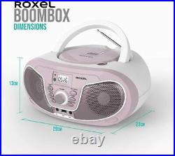 Portable Boombox CD Player with Bluetooth, Remote FM Radio Pink Ladies LED