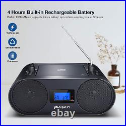 Portable Boombox Cd Player 2000Mah Rechargeable Battery Bluetooth 5.0 Fm Radio