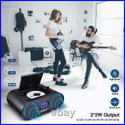 Portable Boombox Cd Player 2000Mah Rechargeable Battery Bluetooth 5.0 Fm Radio