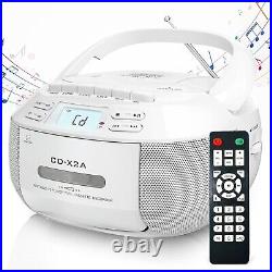 Portable CD Boombox Combo with Cassette, Bluetooth & Remote Control Gift Ready