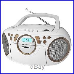 Portable CD Boombox Stereo Sound System with Top-Loading MP3 CD/Cassette Player