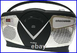 Portable CD Player AM/FM Radio Retro Style Boombox Alarm Clock LED Display Black