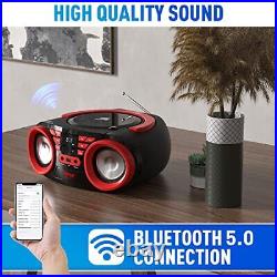 Portable CD Player Bluetooth Boombox Speaker AM/FM Stereo Radio & Audio Red