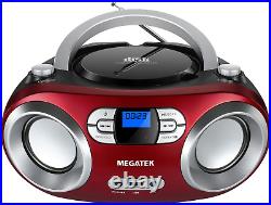 Portable CD Player Bluetooth Boombox with FM Radio, USB, Aux and Headphone