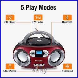 Portable CD Player Bluetooth Boombox with FM Radio, USB, Aux and Headphone