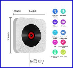 Portable CD Player Bluetooth Music Wall Mount Boombox Audio Remote Control White