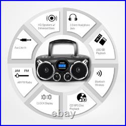 Portable CD Player Bluetooth Stereo Sound, Digital AM FM Radio, MP3 CD Portable CD Player Bluetooth Stereo Sound, Digital AM FM Radio, MP3 CD