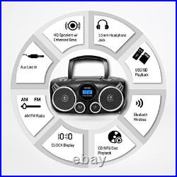 Portable CD Player Bluetooth Stereo Sound System Digital AM FM Radio MP3 CD