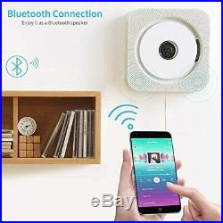 Portable CD Player Bluetooth Wall Mounted Speakers Remote Home Mp3 FM Radio Whit