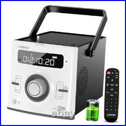 Portable CD Player Boombox 20W for Outside, Built-in Rechargeable White+black