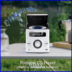 Portable CD Player Boombox 20W for Outside, Built-in Rechargeable White+black