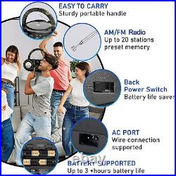 Portable CD Player Boombox Speaker, Wireless BT Streaming, AM/FM Stereo Radio
